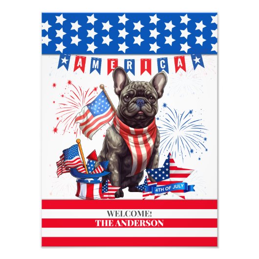 French Bulldog Happy 4th July America Patriotic Fotodruck (Vorne)