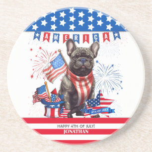 French Bulldog Happy 4th July America Patriotic Getränkeuntersetzer