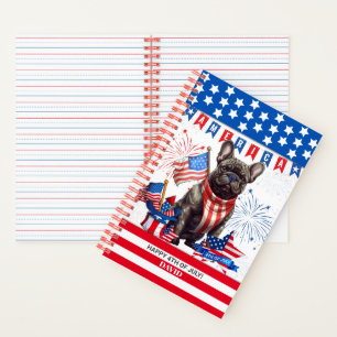 French Bulldog Happy 4th July America Patriotic Notizblock