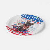 French Bulldog Happy 4th July America Patriotic Pappteller (Schrägansicht)