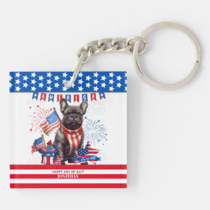 French Bulldog Happy 4th July America Patriotic Schlüsselanhänger