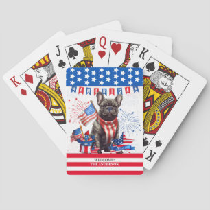 French Bulldog Happy 4th July America Patriotic Spielkarten