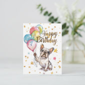 French Bulldog Happy Birthday Postkarte (Stehend Vorderseite)