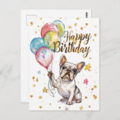 French Bulldog Happy Birthday Postkarte (Vorne/Hinten)