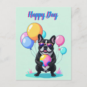 French Bulldog Happy Day Französische Bulldogge  Feiertagspostkarte