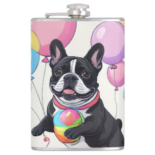 French Bulldog Happy Day Französische Bulldogge Flachmann