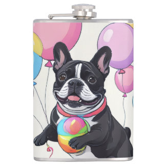 French Bulldog Happy Day Französische Bulldogge Flachmann