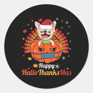 French Bulldog Happy HalloThanksMas 2020 Cute Dog Runder Aufkleber