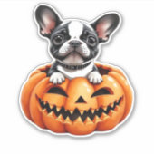 French Bulldog Happy Halloween Kürbis Classic T-S Aufkleber (Vorderseite)