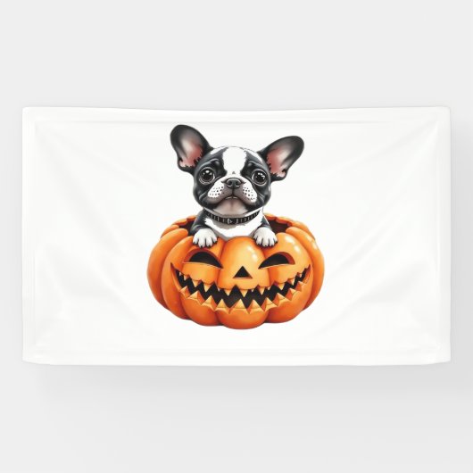 French Bulldog Happy Halloween Kürbis Classic T-S Banner (Horizontal)