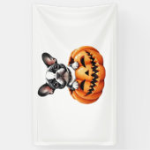 French Bulldog Happy Halloween Kürbis Classic T-S Banner (Vertikal)