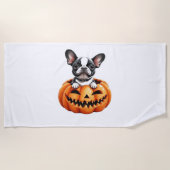 French Bulldog Happy Halloween Kürbis Classic T-S Strandtuch (Vorderseite)