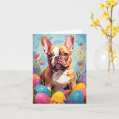 French Bulldog Happy Oaster Karte (Gelbe Blume)