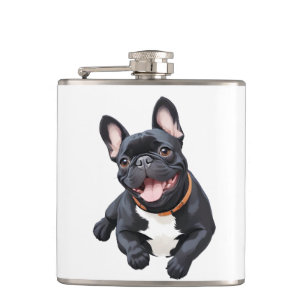 French Bulldog Happy Playful Fun Jumping Joyful Flachmann