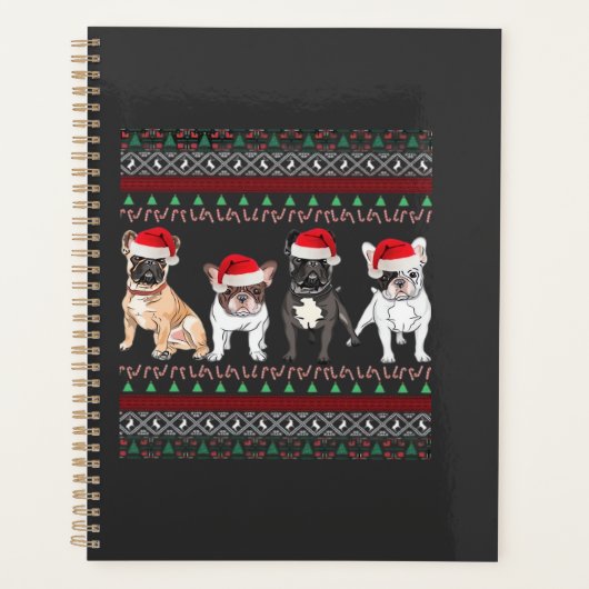 French Bulldog hässlicher Weihnachtspullover Essen Planer (Vorderseite)