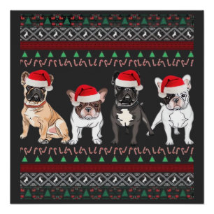 French Bulldog hässlicher Weihnachtspullover Essen Poster