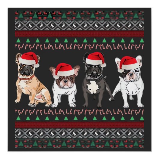 French Bulldog hässlicher Weihnachtspullover Essen Poster (Vorderseite)