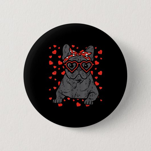 French Bulldog Heart Gles Valentine Day Frenchie D Button (Vorderseite)