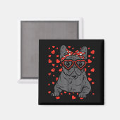 French Bulldog Heart Gles Valentine Day Frenchie D Magnet (Vorderseite/Rückseite)