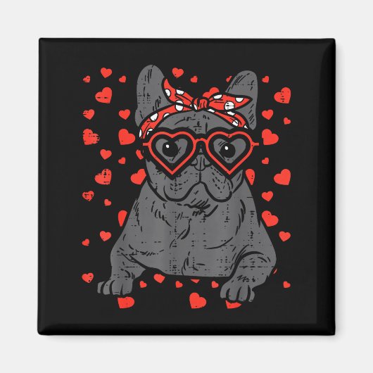 French Bulldog Heart Gles Valentine Day Frenchie D Magnet (Vorne)