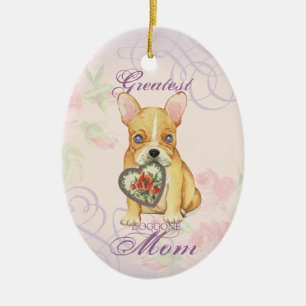 French Bulldog Heart Mom Ceramic Ornament