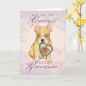 French Bulldog Heart Oma Karte (Gelbe Blume)
