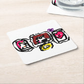 French bulldog hearts rechteckiger pappuntersetzer (angewinkelt)