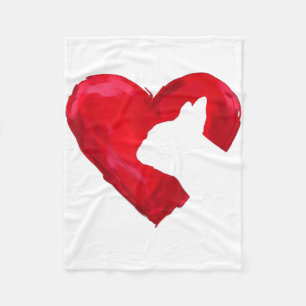 French Bulldog Herz Valentinstag Dog Lover Fleecedecke