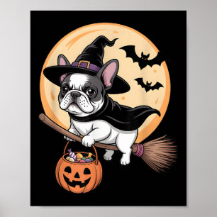 French Bulldog Hexenhut Pumpkin Halloween-Kostüm Poster