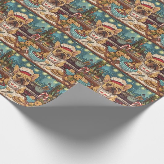 French Bulldog Holiday Baking: Festliche Weihnacht Geschenkpapier (Ecke)