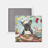 French Bulldog Holiday Baking: Festliche Weihnacht Magnet (Vorderseite/Rückseite)