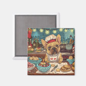 French Bulldog Holiday Baking: Festliche Weihnacht Magnet (Vorderseite/Rückseite)