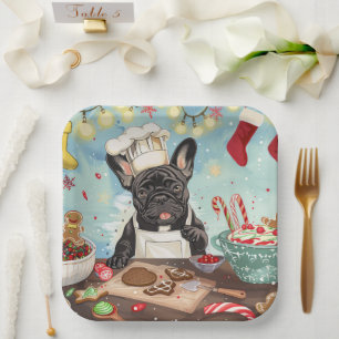 French Bulldog Holiday Baking: Festliche Weihnacht Pappteller