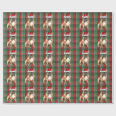 French Bulldog Holiday Red Green Plaid Christmas Geschenkpapier (Flach)