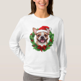French Bulldog Holiday Wreath T-Shirt