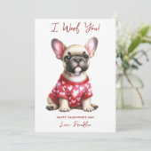 French Bulldog Hund Personalisierter Valentinstag Feiertagskarte (Stehend Vorderseite)
