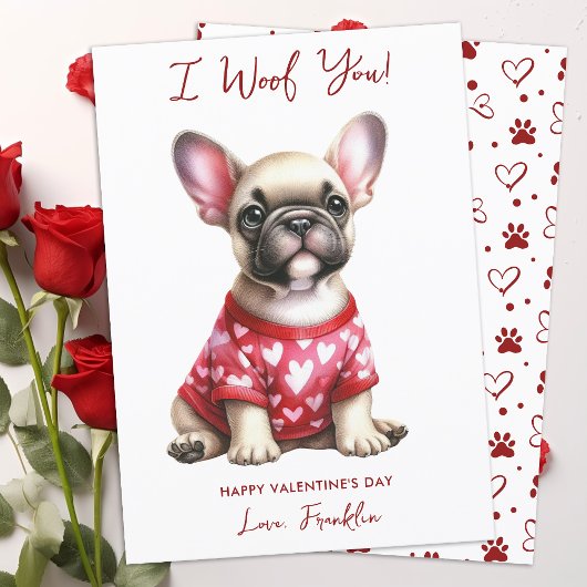 French Bulldog Hund Personalisierter Valentinstag Feiertagskarte