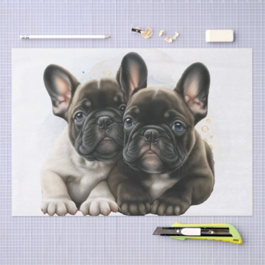 French Bulldog Hunde Niedlich Couple Seidenpapier (Handwerk)