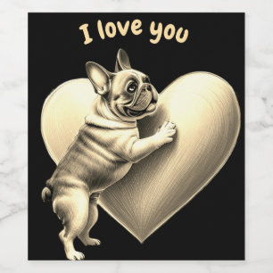 French Bulldog I love you Weinetikett