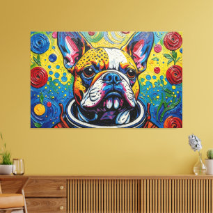 FRENCH BULLDOG IM WELTALL 15 LEINWANDDRUCK