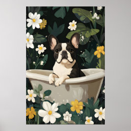 French Bulldog In Bathtub Poster, Funny Dog Poster