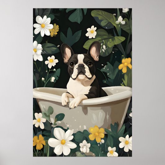 French Bulldog In Bathtub Poster, Funny Dog Poster (Vorne)