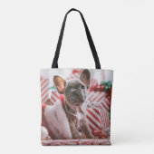 French Bulldog in Christmas Hat Tasche (Rückseite)