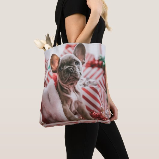 French Bulldog in Christmas Hat Tasche (Von Nahem)