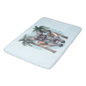 French Bulldog In Hawaiian Top Badematte (Schrägansicht)