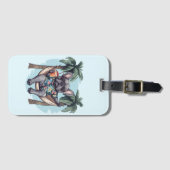 French Bulldog In Hawaiian Top Gepäckanhänger (Vorderseite (Horizontal))