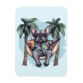 French Bulldog In Hawaiian Top Magnet