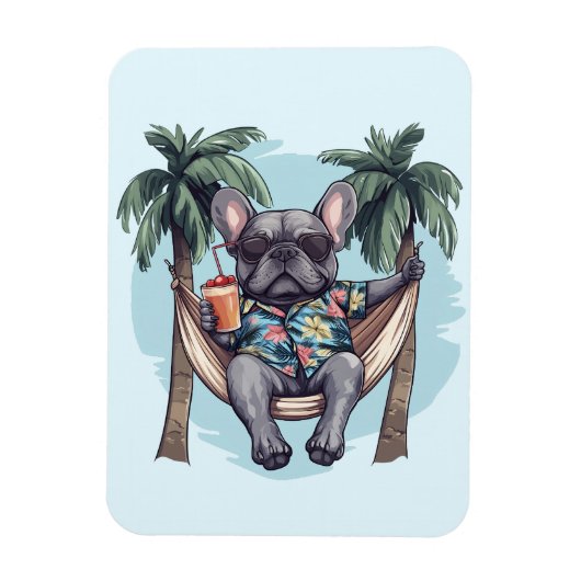French Bulldog In Hawaiian Top Magnet (Vertikal)