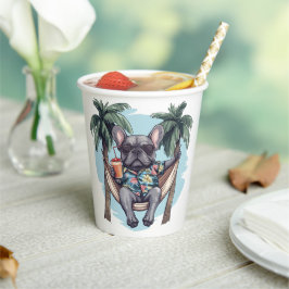 French Bulldog In Hawaiian Top Pappbecher