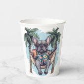 French Bulldog In Hawaiian Top Pappbecher (Rückseite)